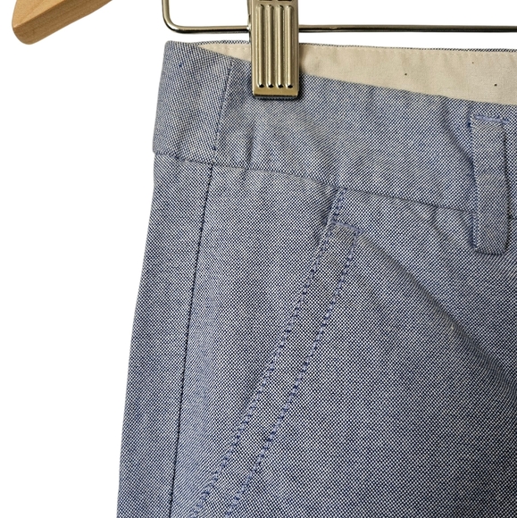 J. Crew Factory Blue Chambray Cropped 100% Cotton Preppy Trouser Pants, Size 00 - Picture 3 of 9